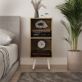 2-Tier Cube  Display Cabinet with Scandinavian Legs