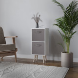 White 2-Tier 2-Drawer Cube Shelving Unit with Scandinavian Legs
