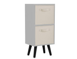 White 2-Tier 2-Drawer Cube Shelving Unit with Scandinavian Legs