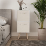 White 2-Tier 2-Drawer Cube Shelving Unit with Scandinavian Legs