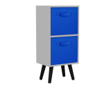 White 2-Tier 2-Drawer Cube Shelving Unit with Scandinavian Legs