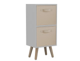 White 2-Tier 2-Drawer Cube Shelving Unit with Scandinavian Legs
