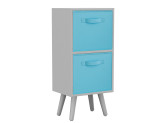 White 2-Tier 2-Drawer Cube Shelving Unit with Scandinavian Legs