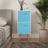 White 2-Tier 2-Drawer Cube Shelving Unit with Scandinavian Legs
