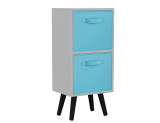 White 2-Tier 2-Drawer Cube Shelving Unit with Scandinavian Legs