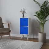 White 2-Tier 2-Drawer Cube Shelving Unit with Scandinavian Legs