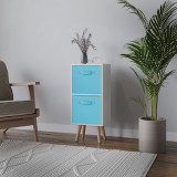 White 2-Tier 2-Drawer Cube Shelving Unit with Scandinavian Legs