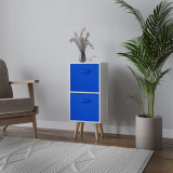 White 2-Tier 2-Drawer Cube Shelving Unit with Scandinavian Legs