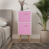 White 2-Tier 2-Drawer Cube Shelving Unit with Scandinavian Legs