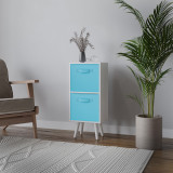 White 2-Tier 2-Drawer Cube Shelving Unit with Scandinavian Legs