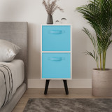 White 2-Tier 2-Drawer Cube Shelving Unit with Scandinavian Legs