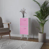 White 2-Tier 2-Drawer Cube Shelving Unit with Scandinavian Legs