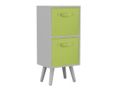 White 2-Tier 2-Drawer Cube Shelving Unit with Scandinavian Legs