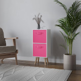 White 2-Tier 2-Drawer Cube Shelving Unit with Scandinavian Legs