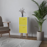 White 2-Tier 2-Drawer Cube Shelving Unit with Scandinavian Legs