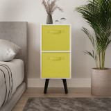 White 2-Tier 2-Drawer Cube Shelving Unit with Scandinavian Legs