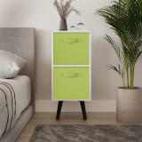 White 2-Tier 2-Drawer Cube Shelving Unit with Scandinavian Legs