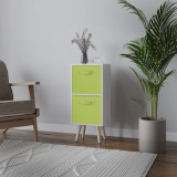 White 2-Tier 2-Drawer Cube Shelving Unit with Scandinavian Legs