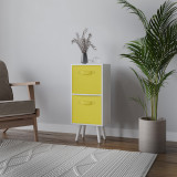 White 2-Tier 2-Drawer Cube Shelving Unit with Scandinavian Legs