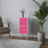 White 2-Tier 2-Drawer Cube Shelving Unit with Scandinavian Legs
