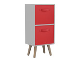 White 2-Tier 2-Drawer Cube Shelving Unit with Scandinavian Legs