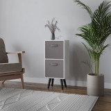 White 2-Tier 2-Drawer Cube Shelving Unit with Scandinavian Legs