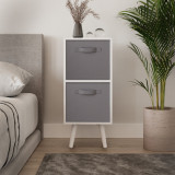 White 2-Tier 2-Drawer Cube Shelving Unit with Scandinavian Legs