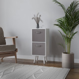 White 2-Tier 2-Drawer Cube Shelving Unit with Scandinavian Legs