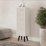 White 3-Tier 3-Drawer Cube Shelving Unit with Scandinavian Legs