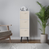 White 3-Tier 3-Drawer Cube Shelving Unit with Scandinavian Legs