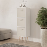 White 3-Tier 3-Drawer Cube Shelving Unit with Scandinavian Legs
