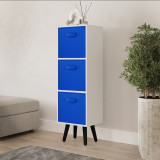 White 3-Tier 3-Drawer Cube Shelving Unit with Scandinavian Legs