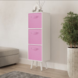 White 3-Tier 3-Drawer Cube Shelving Unit with Scandinavian Legs
