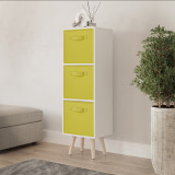 White 3-Tier 3-Drawer Cube Shelving Unit with Scandinavian Legs