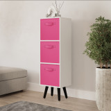 White 3-Tier 3-Drawer Cube Shelving Unit with Scandinavian Legs