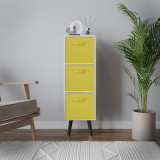 White 3-Tier 3-Drawer Cube Shelving Unit with Scandinavian Legs