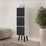 White 3-Tier 3-Drawer Cube Shelving Unit with Scandinavian Legs