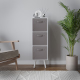 White 3-Tier 3-Drawer Cube Shelving Unit with Scandinavian Legs