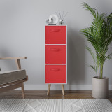 White 3-Tier 3-Drawer Cube Shelving Unit with Scandinavian Legs