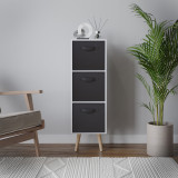 White 3-Tier 3-Drawer Cube Shelving Unit with Scandinavian Legs