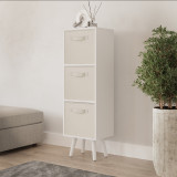 White 3-Tier 3-Drawer Cube Shelving Unit with Scandinavian Legs