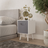 White 1-Drawer Cube Shelving Unit with Scandinavian Legs