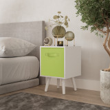 White 1-Drawer Cube Shelving Unit with Scandinavian Legs