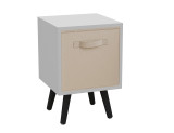 White 1-Drawer Cube Shelving Unit with Scandinavian Legs