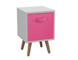 White 1-Drawer Cube Shelving Unit with Scandinavian Legs