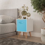 White 1-Drawer Cube Shelving Unit with Scandinavian Legs