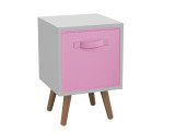 White 1-Drawer Cube Shelving Unit with Scandinavian Legs