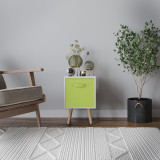 White 1-Drawer Cube Shelving Unit with Scandinavian Legs