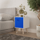 White 1-Drawer Cube Shelving Unit with Scandinavian Legs