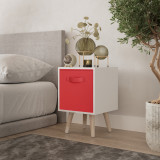 White 1-Drawer Cube Shelving Unit with Scandinavian Legs